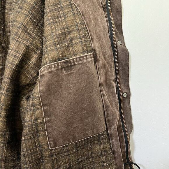 VTG Carhartt Men's Blanket Lined Canvas Chore Jacket Size L Brown Drawstring C52 - Picture 13 of 16